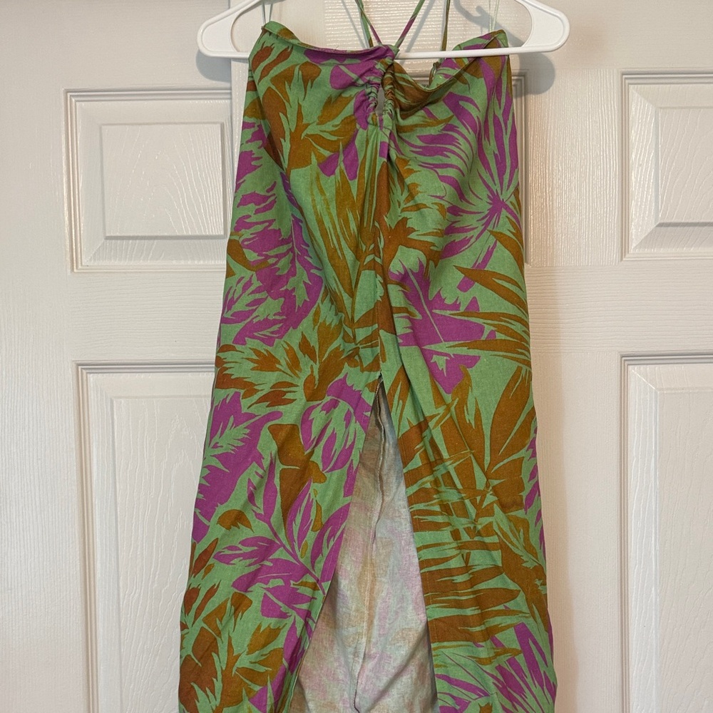 Tropical Print Halter Dress Zara small